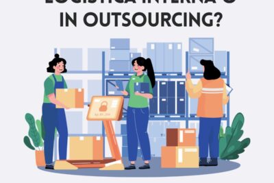 copertina articolo "logistica interna o in outsourcing? La guida definitiva per una scelta strategica" con tre donne che caricano colli su scaffalature di magazzino